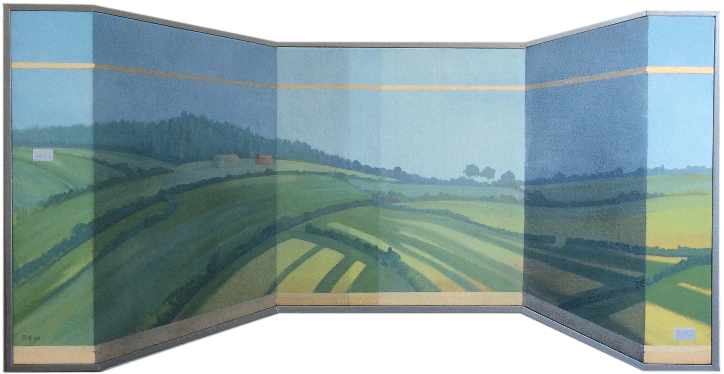 unusual shaped canvas with landscape